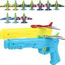 Manmel 12 Pack Airplane Launcher Toys for Kids, 2 Launchers and 10 Foam Glider, Indoor Outdoor Flying Toys for Boys Girls 4-8 Years Old, Plane Party Favors Birthday Gifts for Toddlers