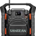 Sangean U7HD Jobsite Radio with Bluetooth, HD Radio, AM/FM, AUX, TWS, Dustproof and Waterproof Design, and Smart Battery Charger