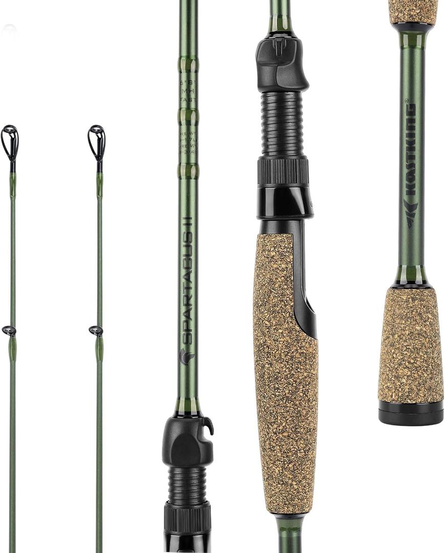KastKing Spartacus II Fishing Rods - IM6 Graphite Blanks Casting & Spinning Rods, 2-Piece Rods with Extra Tip Section, PTS Power Transition System, KastFlex Technology, Rubber Cork Handle, 7'0"- MH Power- Fast