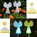 2 x Outdoor Solar Garden Lights,2 Pack Solar Angel Decorative Lights, IP67 Waterproof Color Changing LED Solar Outdoor Lights,Solar Stake Lights for Cemetery Grave Garden Patio Yard Lawn Decoration