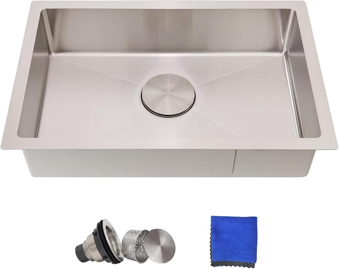 23x15 RV Kitchen Sink, Delironexu 23 Inch Drop In or Undermount RV Kitchen Sink, 18 Gauge 304 Stainless Steel Single Bowl Kitchen Sink, Dual Mount Small Kitchen Sink with Accessories