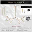 6 Lights Gold Crystal Chandelier for Dining Room L43’’ Modern Luxury Sputnik Chandelier Over Table Adjustable Flush Mount Pendant Light Fixture for Living Room Kitchen Island Bedroom