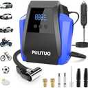 PULITUO Tire Inflator Portable Air Compressor - Car Accessories 12V DC Air Pump for Car Tires with Digital Pressure Gauge, Emergency LED Light for Wheel, Bike, Ball, Motor