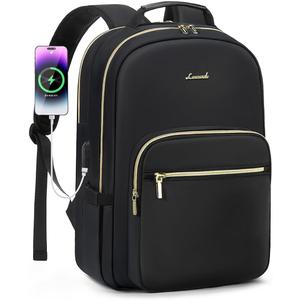 LOVEVOOK Laptop Backpack for Women 18.4 inch,Cute Womens Travel Backpack Purse,Professional Laptop Computer Bag,Waterproof Work Business College Teacher Bags Carry on Backpack with USB Port,Black-2