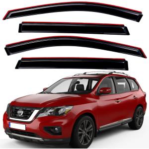 Lightronic Extra Durable Clip-on in-Channel Auto Vent Window Visor, Fits 2013-2018 Nissan Pathfinder, UV Protection Rain Guard, Original Window Deflector, No-Drill Easy Install, Dark Smoke, 4-Pcs