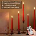 Rossesay 16 Pcs Red Flameless Taper Candles Battery Operated Candles with Remote Timer 8.5" 9.6" 10.8" 12.8" Multiple Sizes Red LED Flickering Candlestick for Wedding Centerpieces Party Decor