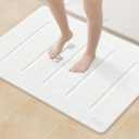 Yolife Stone Bath Mat Large, 32" x 20" Diatomaceous Earth Bath Mat for Bathroom, Super Absorbent Quick Drying Bathroom Stone Mat, Non-Slip Diatomite Shower Mat, Easy to Clean (White Grey)