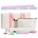 Majolicia American Mahjong Set, 166 Pink Tiles with Cream Bag, Accessories, 4 Mahjong Racks, Mahjong Tile Set for Beginner
