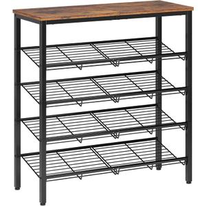 Nunsino Shoe Rack for Closet,5 Tier Shoe Organizer for Entryway,Shoe Shelf with Storage Shelves and Spacious Top,Max Holds 20 of Shoes,Rustic Brown