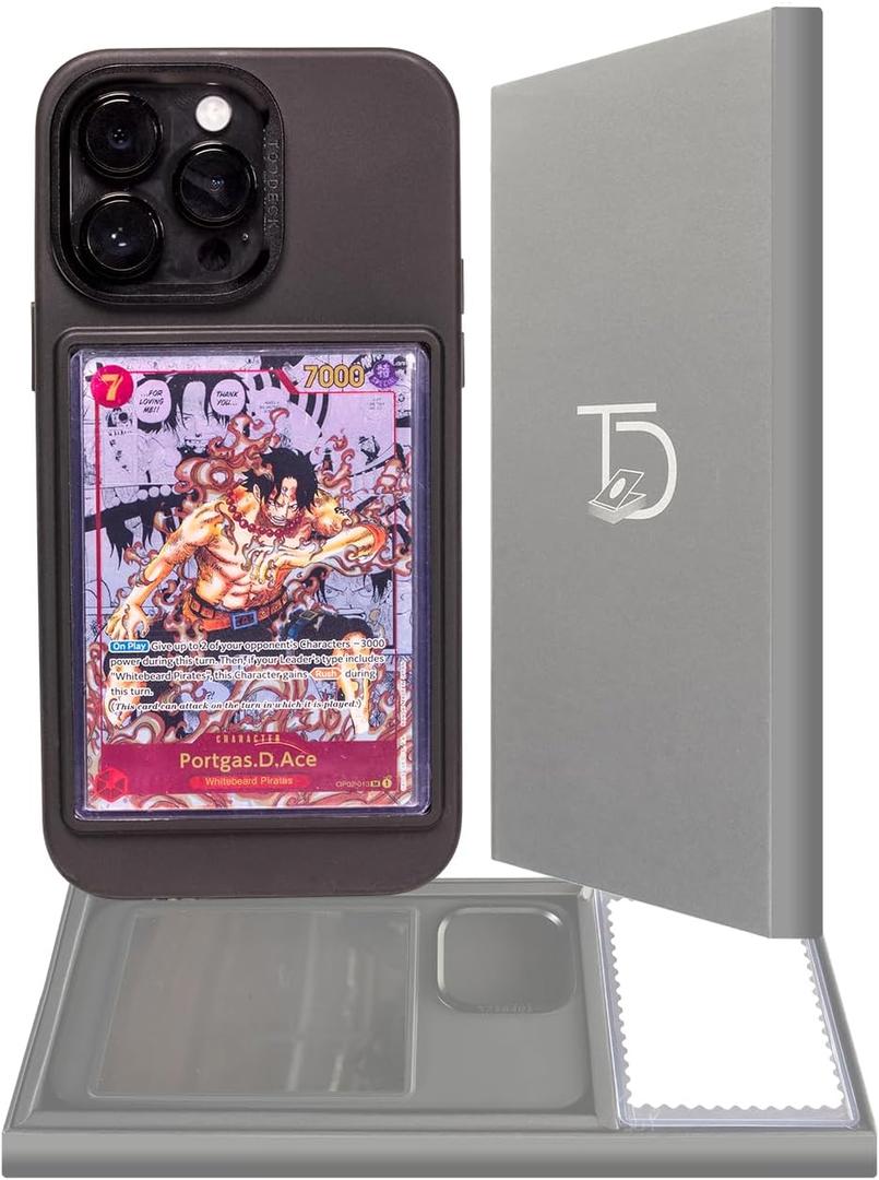 TopDeck Card/Photo Display Phone Case for iPhone 15 - Black | TCG/Photo Display Top Loaders & Sleeves | Compatible Pokemon Cards, Sports, One Piece, Magic & More