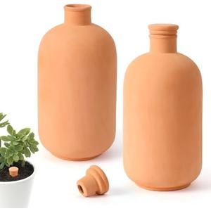 2 pcs Large 10x5in Ollas Terracotta Watering Pots Self Watering Planter Insert 1.8L Terra Cotta Clay Watering Spikes Automatic Plant Watering Devices for Outdoor & Indoor Plants Self-irrigate