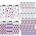 Skylety 30 Pcs 4th of July Plastic Cups with Lids and Straws 13.5 oz Independence Day Plastic Cups Reusable Cute Tumbler for 250th Anniversary 4th of July Party Favor Patriotic Supplies