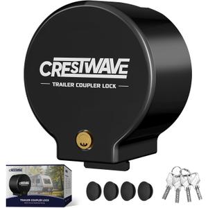 Trailer Hitch Locks for Coupler, Heavy-Duty Trailer Tongue Lock, Steel Trailer Hitch Ball Locks for 2-5/16", 2 inch, 1-7/18" Coupler on RV/Camper/Boat/Dump/Cargo/Utility Trailers, 4 Keys&4 Dust Caps (Classic Black)