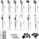 Kitchen Utensils Set, Kyraton 38 Pieces Non-Stick Silicone Cooking Utensils Set, Spoon Spatula Set with Sturdy Stainless Steel Utensil Holder, Dishwasher Safe, Medium, Small
