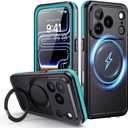 Lanhiem Magnetic for iPhone 17 Pro Waterproof Case, Dustproof Case Built-in Screen Protector, [Fit for MagSafe] [Invisible Stand] Shockproof Heavy Duty Underwater Case for iPhone 17 Pro (Blue)
