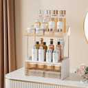 Delamu Bathroom Organizers and Storage, 2 Tier 2 Drawer Makeup Organizer Countertop, Easy to Install, Ideal for Bathroom Counter, Vanity, Ideal for Women Girls, Amber