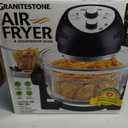 Granitestone 16 Qt Large Glass Air Fryer Non Toxic, Black | PFOA PTFE BPA Free, Large Family Sized Airfryer Cooker with 3 Cooking Sections, No Preheat, Self Cleaning, Dishwasher Safe