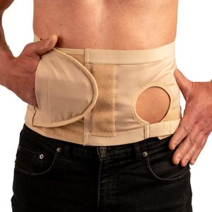 Safe n' Simple Ostomy Hernia Support Belt - 8" X-Large - Beige - Hernia Belt With Adjustable Left Hole For Men And Women - Colostomy Support Products