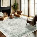 Washable Area Rug 10'x14' Floral Green Boho Design Non-Shedding Easy Care Ideal for High Traffic Areas in Living Room Bedroom Office Coffee Table Kitchen Large Carpet