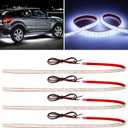 12V Car LED Strip Light,24inch Car Interior Light Strip IP68 Waterproof Cuttable for Car Motorcycles Boat Golf Cart Truck Cargo Home Decoration with Strong Nano Tape,(4PCS) (White)