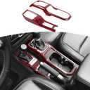 RT-TCZ for Jeep JL Gear Shift Cover Red Carbon Fiber, 4WD Shift Knob Trim Panel for Jeep Wrangler JL JLU Gladiator JT 2018-2024 Red Carbon Fiber Interior Accessories 1pcs