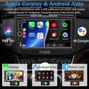 Double Din Car Stereo with Dash Cam,Compatible with Apple Carplay,Android Auto,7 inch Touch Screen Car Radio Receiver with Bluetooth, Mirror Link, Backup Camera, Navigation, FM, USB/TF/AUX
