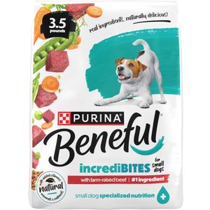 Purina Beneful Incredibites With Farm-Raised Beef Natural Small Breed Dry Dog Food With Added Vitamins, Minerals and Nutrients - (Pack of 4) 3.5 lb. Bags, Best By: 01/2025