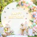 7.2 FT Ivory Round Backdrop Cover for Circle Balloon Arch Stand Stretchy Circle Arch Backdrop Covers for Wedding Arch Baby Shower Birthday Party Photo Shoot Photography Arch Background Decorations