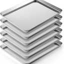 Mimorou 6 Pcs Baking Sheet Set Stainless Steel Cookie Sheet Cookie Baking Pan Bakeware Oven Tray Dishwasher Safe Commercial Grade Pans(16x12x1 Inch)
