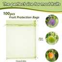JTENGYAO 100pcs Fruit Protection Bags 6x8 inch, Green Fruit Nets for Fruit Tree, Fruit Protectors Pest Barrier for Tomato Mango Trees Veggies Garden