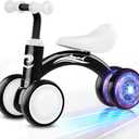 Colorful Lighting Baby Balance Bike Toys for 1 Year Old Boy Gifts, 10-36 Month Toddler Balance Bike, No Pedal 4 Silence Wheels&Soft Seat First Riding on Toys, One Year Old Boy Birthday Gifts. (Black)