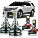Sabrucum Fits for 2011-2015 Ford Explorer Hi/Lo Dual Beam Bulbs Fog Lights 1:1 halogen,2011 2012 2013 2014 2015 6000K White Super Bright Powersports Hi-Lo beam light bulbs,Plug and Play,Pack of 4