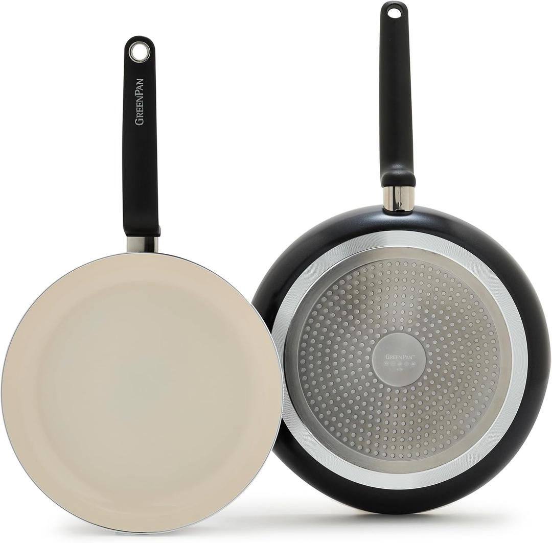 GreenPan Rio Advanced 10" and 12" Frying Pan Skillet Set, Ceramic Nonstick PFAS-Free Pans, Induction Ready, Dishwasher and Oven Safe, Black