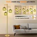 Modern Floor Lamp for Living Room, Dimmable Gold Standing Lamp with Green Glass Shade, Mid Century 3 Lights Tall Lamp, Vintage Retro Floor Lamps for Bedroom, 36W Bulbs Included