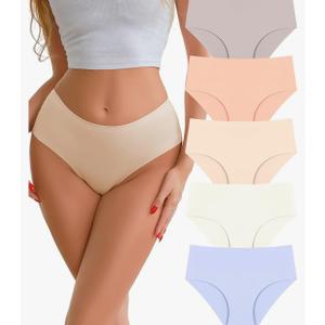 Seamless Underwear for Women Mid Rise Brief Sexy No Show Bikini Panties Womens Cheeky 5 Pack Size S