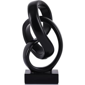 Modern Abstract Knot Sculpture, Artistic Mobius Inspired Resin Decor, Elegant Home and Office Decor, Perfect for Shelves, Desktops, and Mantles, Ideal Gift for Birthdays, Housewarmings (Black)