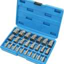 25-Piece Screw Puller Kit, Multi-Spline Hex Head, 3/8 Inch Drive Easy Removal Bolt Puller Kit for Removing Stripped, Rounded, Damaged, Broken, Screws and Bolts Removal Kit