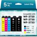 for 702XL Ink Cartridges Combo Pack Remanufactured for Epson 702 Ink Cartridge 702 XL T702XL for Workforce Pro WF-3720 WF-3730 WF-3733 Printer (5 Pack)