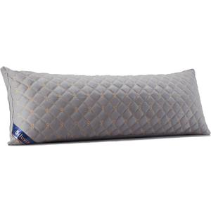 Siluvia Full Body Pillow for Adults-Premium Adjustable Loft Quilted Fluffy Body Pillow for Side Sleeper Quality Plush Down Alternative Long Bed Pillow Gray Pillow (21x54, Gray-lightgray)