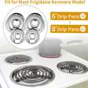 4 Pack Chrome Drip Pans, Compatible with Whirpool Kenmore Frigirate Stove Top Drip Bowls. Include 2 Pcs 6'' Range Replacement Drip Pans and 2 Pcs 8 '' Cooktop Drip Pans