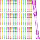 100 Pieces Mini Translucent Soprano Recorder Plastic 6 Hole Soprano Descant for Kids Bulk Baroque Style Musical Recorders Bulk for Beginners Kids Flute