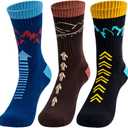 Time May Tell Mens Hiking Socks Moisture Wicking Cushion Crew Socks for Terkking,Outdoor Sports,Performance 2/4 Pack (Black,blue,brown(3 Pairs))