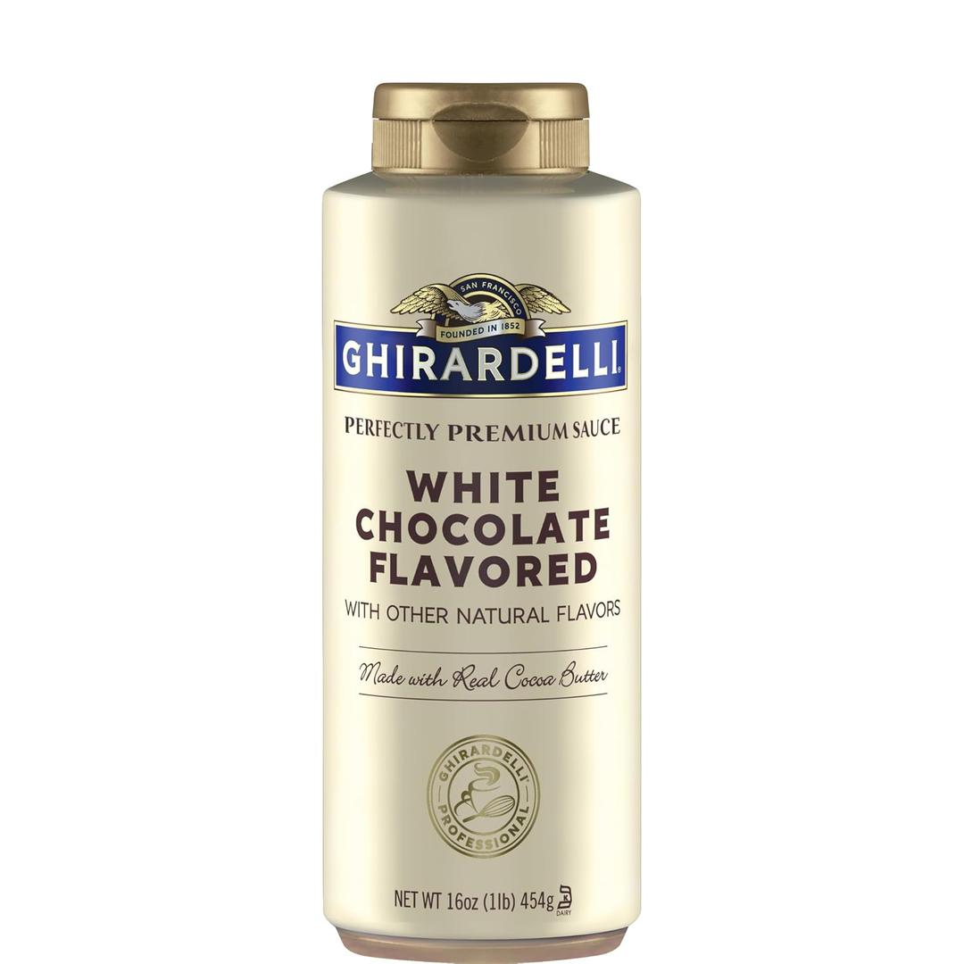 4 x Ghirardelli White Chocolate Flavored Sauce Squeeze Bottle, 16 oz (EXP 07/31/26)