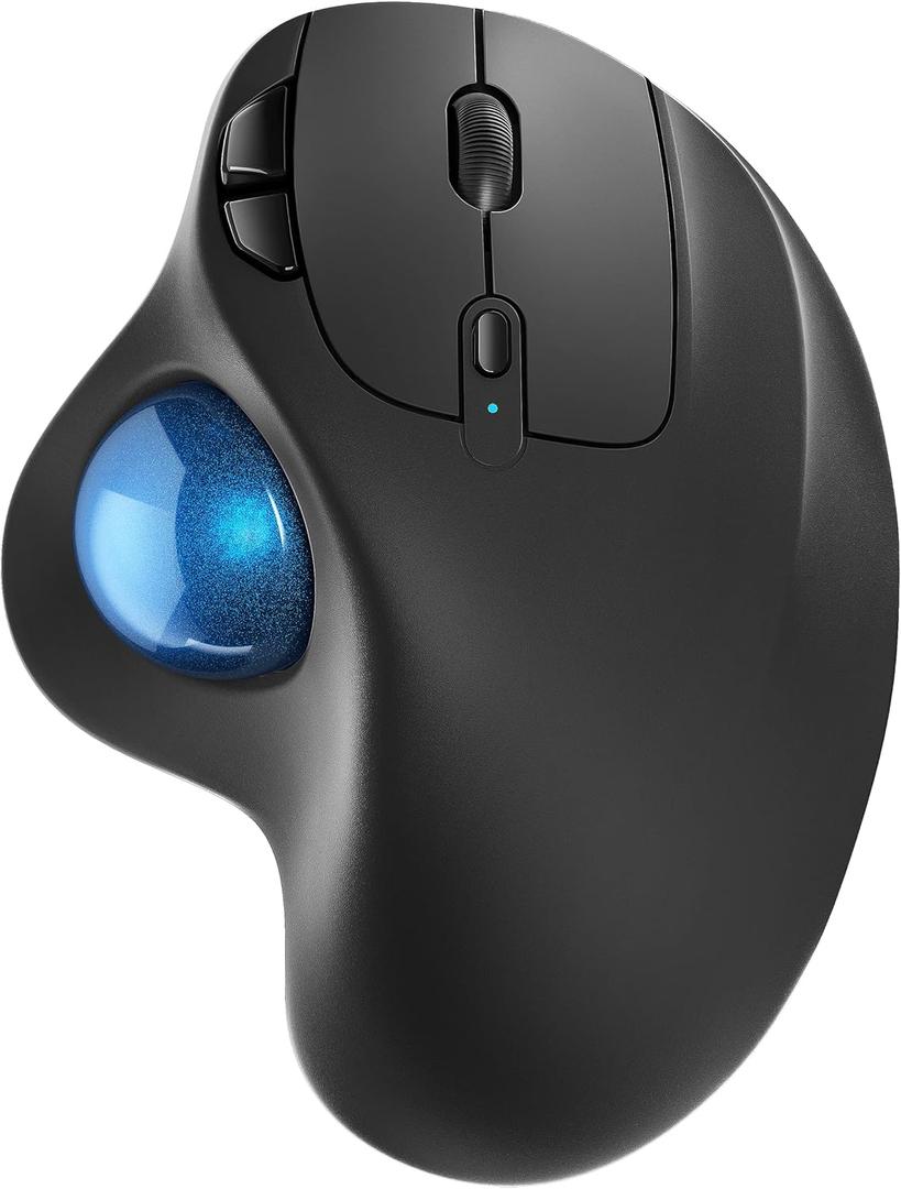 Nulea M501 Wireless Trackball Mouse, Rechargeable Ergonomic, Easy Thumb Control, Precise & Smooth Tracking, 3 Device Connection (Bluetooth or USB Receiver), Compatible for PC, Laptop, Mac, Windows