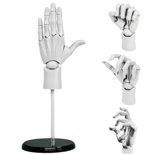 Flexible Hand Model Adjustable Artists Manikin Hand Figure Poseable Art Mannequin for Drawing Mannequin Lively Manikin Figure Hand Model for Desk Decoration Sketching Painting (Left Hand-White)