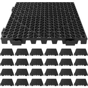 Tioncy 24 Pcs Bar Countertop Supplies Interlocking Mats 12 x 12 Inch Rubber Black Shelf Liners Bar Drying Coffee Non Slip Spills Mats for Bartending Home Cocktail Bars Restaurants