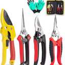 KOTTO 4 Pack Professional Bypass Pruning Shears, Stainless Steel Cutter Clippers, Sharp Hand Pruner Secateurs, Garden Trimmer Scissors Kit with Storage Bag and Protection Gloves