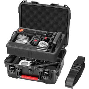 AMAZEAR Waterproof Hard Case for DJI OSMO Action 6, Action6 Pro Accessory Dual Layer Shockproof Carrying Box Hardshell Travel Case with Soft EVA Inner, Shoulder Strap Included, Black