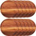 Rtteri 12 Pcs Acacia Wood Dinner Plates Round Wood Dishes Wooden Charger Serving Tray Easy Cleaning Lightweight Unbreakable Classic Plate for Snack Dessert Housewarming Gift(0.95 Inches)