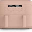 bella 4 Qt TriZone Air Fryer, EverGood Ceramic Nonstick Coating, Dual Basket Design w Removable Divider, Digital Touchscreen Control w 6 Preset Cooking Options, 1200 Watt, 3lb Capacity, Blossom